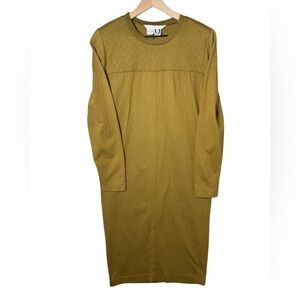 Dennis Goldsmith Vintage 100% Cotton Long Sleeve Dress size P Green Brown USA